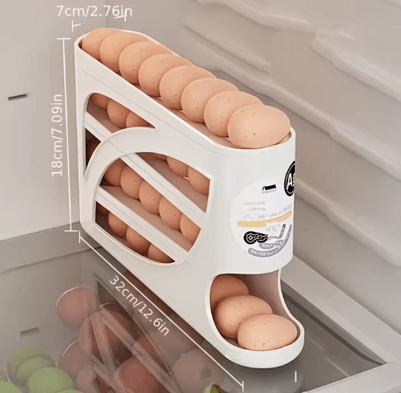 "Rolling Egg Dispenser Rack - Space Saving Kitchen Organizer"
