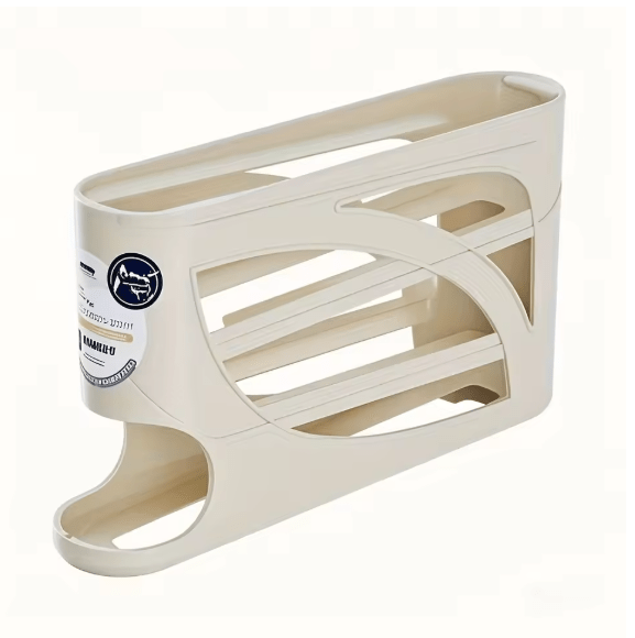 "Rolling Egg Dispenser Rack - Space Saving Kitchen Organizer"